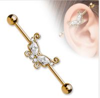 1 Piece Casual Elegant Tropical Heart Shape Bow Knot Plating Inlay Stainless Steel Alloy Copper Rhinestones Zircon Gold Plated Ear Studs sku image 5