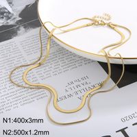 Titanium Steel 18K Gold Plated Simple Style Classic Style Plating Color Block Layered Necklaces sku image 4