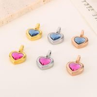 1 Piece Stainless Steel Rhinestones 18K Gold Plated Heart Shape main image 3