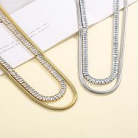 Titanium Steel 18K Gold Plated Simple Style Classic Style Inlay Solid Color Rhinestones Layered Necklaces main image 3