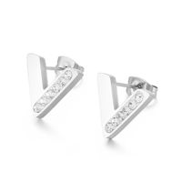 1 Piece Basic Triangle Plating Inlay Stainless Steel Rhinestones 18K Gold Plated Ear Studs main image 2