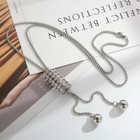 Vintage Style Cylinder Stainless Steel Titanium Steel Wholesale Long Necklace main image 4