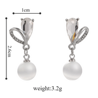 1 Pair Vintage Style Solid Color Plating Inlay Alloy Opal Rhinestones White Gold Plated Drop Earrings main image 6