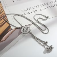 Vintage Style Circle Solid Color Stainless Steel Titanium Steel Wholesale Pendant Necklace main image 4