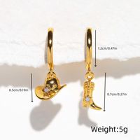 1 Pair Casual Simple Style Boots Plating Copper Rhinestones 18K Gold Plated Earrings main image 6