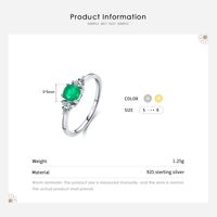 Fashion S925 Silver Inlaid Round Emerald Fine Ring Female main image 7