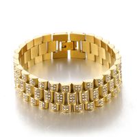 Vintage Style Geometric Solid Color Titanium Steel 18K Gold Plated Bracelets In Bulk main image 1