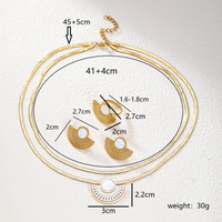 201 Stainless Steel 18K Gold Plated Retro Simple Style Plating Hollow Out Inlay Sector Plastic Jewelry Set main image 10