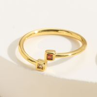 Elegant Oval Copper Plating Inlay Zircon 14k Gold Plated Open Rings sku image 1