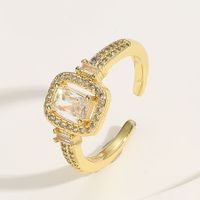 Elegant Oval Copper Plating Inlay Zircon 14k Gold Plated Open Rings main image 8