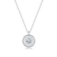 Simple Style Round Sterling Silver Inlay Moissanite Pendant Necklace main image 3