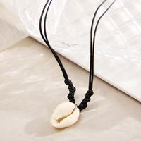 Simple Style Geometric Color Block Pu Leather Shell Plating Unisex Pendant Necklace main image 4