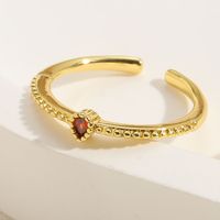 Elegant Simple Style Water Droplets Horse Eye Copper Plating Inlay Zircon 14k Gold Plated Open Rings main image 8