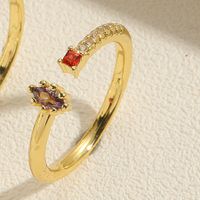 Elegant Simple Style Water Droplets Horse Eye Copper Plating Inlay Zircon 14k Gold Plated Open Rings main image 4