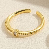 Elegant Simple Style Water Droplets Horse Eye Copper Plating Inlay Zircon 14k Gold Plated Open Rings main image 9