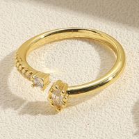 Elegant Simple Style Water Droplets Horse Eye Copper Plating Inlay Zircon 14k Gold Plated Open Rings main image 6
