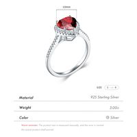 Fashion S925 Silver Female Ring Red Diamonds Heart Fine Ring main image 6