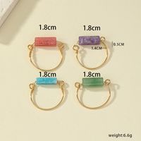 Ig Style Casual Artistic Square Natural Stone Plating 14k Gold Plated Open Rings main image 3