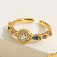 Vintage Style Simple Style Round Copper Plating Inlay Zircon 14k Gold Plated Open Rings main image 3