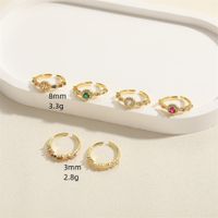 Vintage Style Simple Style Round Copper Plating Inlay Zircon 14k Gold Plated Open Rings main image 2