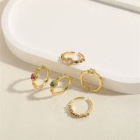 Vintage Style Simple Style Round Copper Plating Inlay Zircon 14k Gold Plated Open Rings main image 7