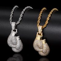 Hip-hop Boxing Gloves Copper Plating Inlay Zircon Gold Plated Men's Pendant Necklace main image 1