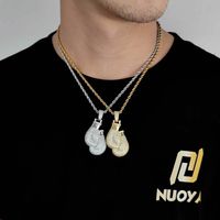 Hip-hop Boxing Gloves Copper Plating Inlay Zircon Gold Plated Men's Pendant Necklace main image 2