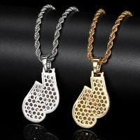 Hip-hop Boxing Gloves Copper Plating Inlay Zircon Gold Plated Men's Pendant Necklace main image 4