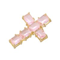 Hip-hop Rock Cool Style Cross Copper Plating Inlay Zircon 18k Gold Plated Charms main image 8