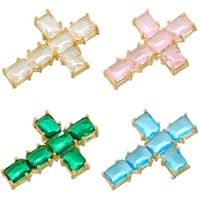 Hip-hop Rock Cool Style Cross Copper Plating Inlay Zircon 18k Gold Plated Charms main image 3