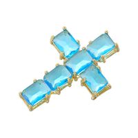 Hip-hop Rock Cool Style Cross Copper Plating Inlay Zircon 18k Gold Plated Charms main image 9