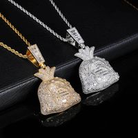 Hip-hop Purse Copper Plating Inlay Zircon Gold Plated Unisex Pendant Necklace main image 1