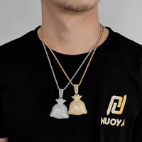 Hip-hop Purse Copper Plating Inlay Zircon Gold Plated Unisex Pendant Necklace main image 2
