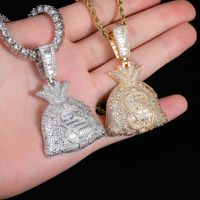 Hip-hop Purse Copper Plating Inlay Zircon Gold Plated Unisex Pendant Necklace main image 3
