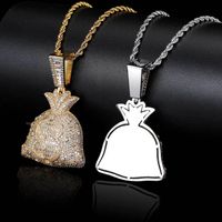 Hip-hop Purse Copper Plating Inlay Zircon Gold Plated Unisex Pendant Necklace main image 4