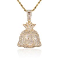 Hip-hop Purse Copper Plating Inlay Zircon Gold Plated Unisex Pendant Necklace main image 5