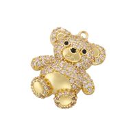 Cute Sweet Little Bear Copper Plating Inlay Zircon 18k Gold Plated Charms main image 6