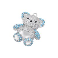 Cute Sweet Little Bear Copper Plating Inlay Zircon 18k Gold Plated Charms main image 3