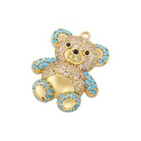 Cute Sweet Little Bear Copper Plating Inlay Zircon 18k Gold Plated Charms main image 5