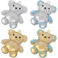 Cute Sweet Little Bear Copper Plating Inlay Zircon 18k Gold Plated Charms main image 2