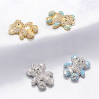 Cute Sweet Little Bear Copper Plating Inlay Zircon 18k Gold Plated Charms main image 1