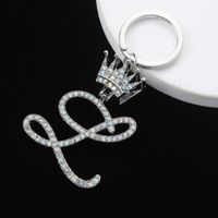 Elegant Luxurious Bridal Letter Stainless Steel Titanium Steel Inlay Zircon Bag Pendant Keychain main image 7