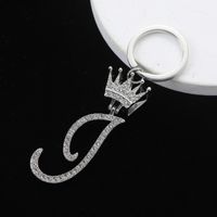 Elegant Luxurious Bridal Letter Stainless Steel Titanium Steel Inlay Zircon Bag Pendant Keychain sku image 4
