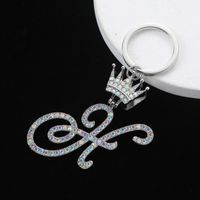 Elegant Luxurious Bridal Letter Stainless Steel Titanium Steel Inlay Zircon Bag Pendant Keychain sku image 5