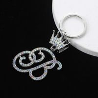 Elegant Luxurious Bridal Letter Stainless Steel Titanium Steel Inlay Zircon Bag Pendant Keychain main image 8