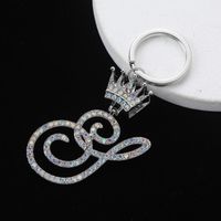 Elegant Luxurious Bridal Letter Stainless Steel Titanium Steel Inlay Zircon Bag Pendant Keychain sku image 7