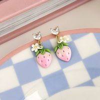 1 Pair Cute Pastoral Strawberry Copper Drop Earrings sku image 1