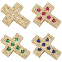 Hip-hop Retro Cross Copper Plating Inlay Zircon 18k Gold Plated Charms main image 8