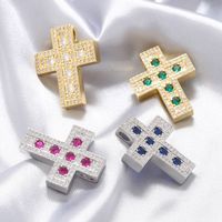 Hip-hop Retro Cross Copper Plating Inlay Zircon 18k Gold Plated Charms main image 1