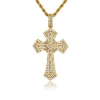 Hip-hop Cross Copper Plating Inlay Zircon Gold Plated Men's Pendant Necklace main image 5